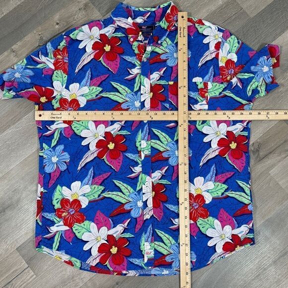 Vineyard Vines Tropical Print Button Front Slim Fit Murray Shirt Blue XL - Picture 10 of 11